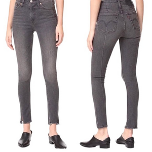 Levi’s 721 Altered Washed Black Gray High‎ Rise Distressed Skinny Jeans